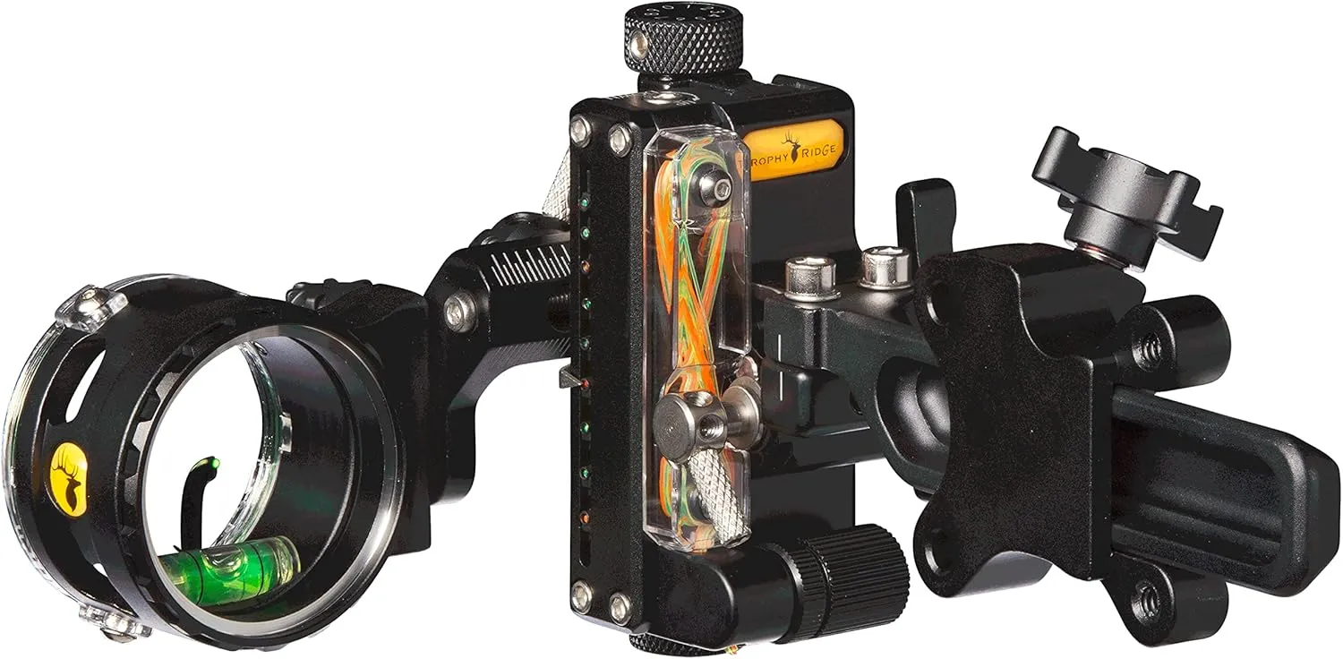 Trophy Ridge React One Pro Dovetail Bow Sight - Accuracy up to 100 Yards, Tool Less Windage and Elevation Adjustability, 2nd/3rd Axis Leveling, Adjustable Click Light
