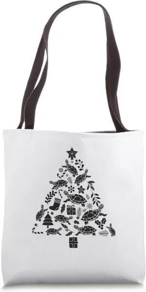 Turtle Lover Ugly Matching Family Christmas Tree Shape Tote Bag