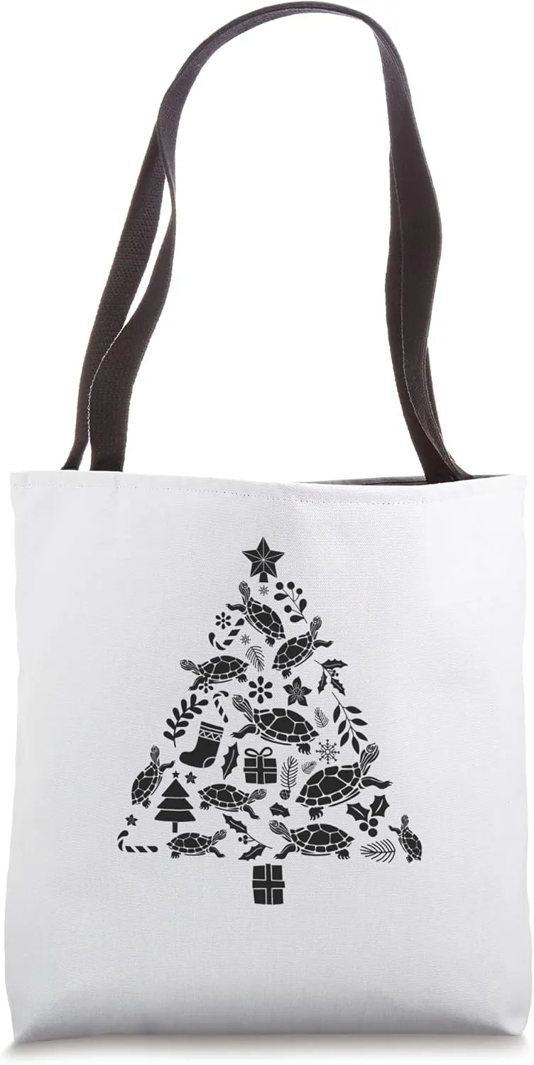 Turtle Lover Ugly Matching Family Christmas Tree Shape Tote Bag