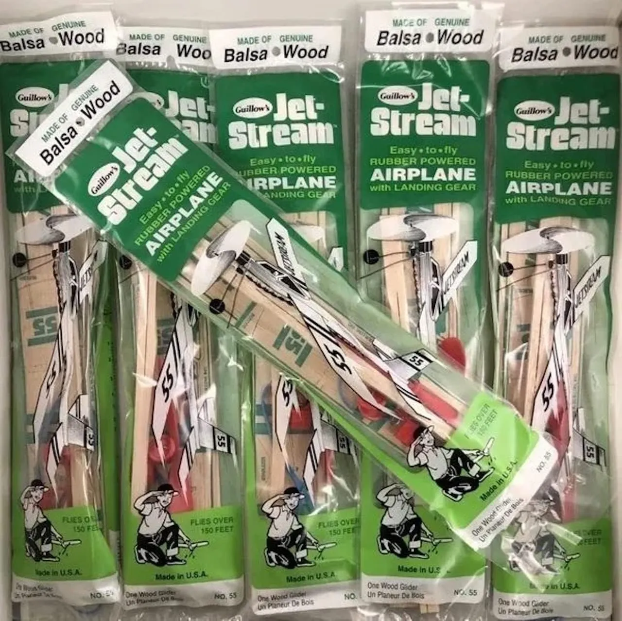 Twelve (12) Guillow's #55 Jetstream Flying Balsa Wood Toy Airplanes