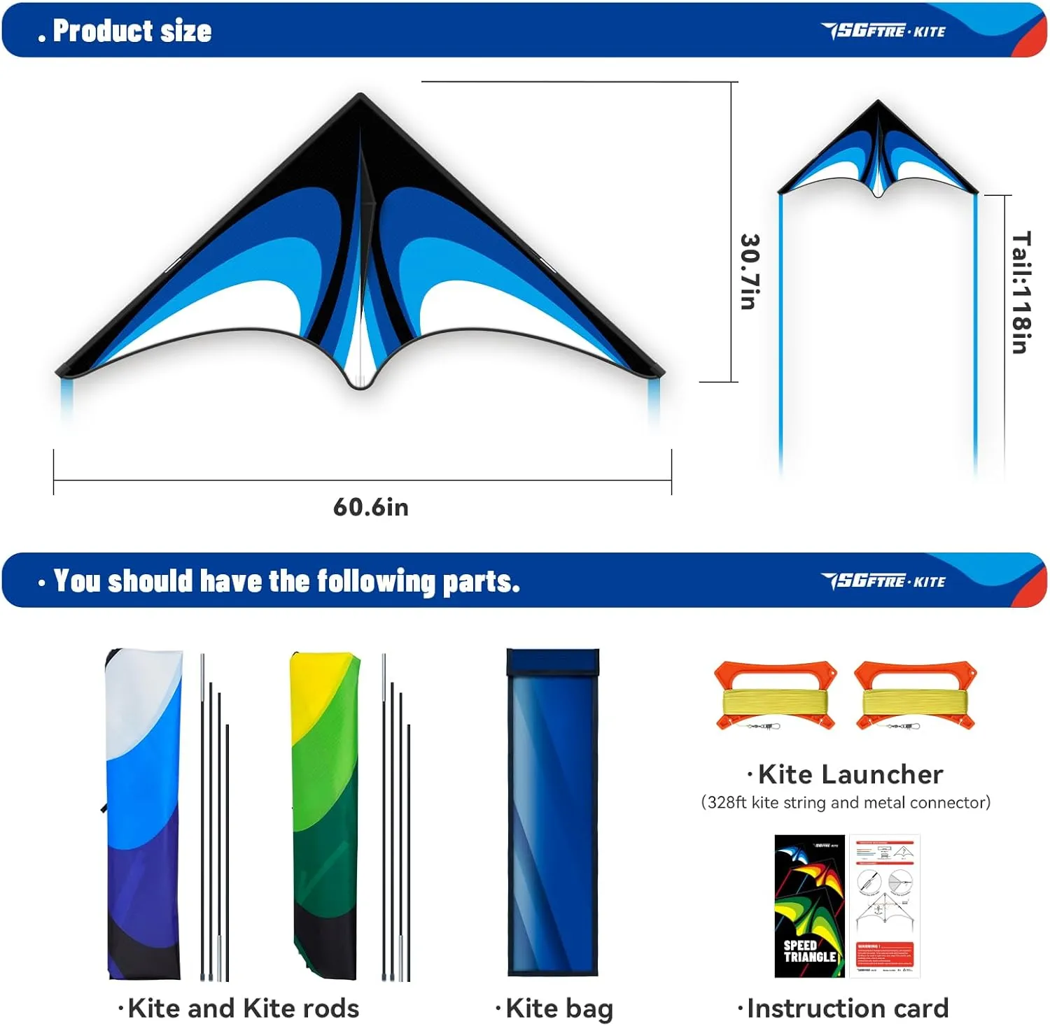 Two Piece Large Delta Kite for Kids & Adults Easy to Fly,Beach Trip Outdoor Games Single Line String with Tail,Easy Flying Colorful Life Delta Huge Kite(Green Blue, 2)