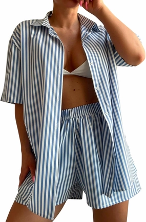 Two Piece Short Set for Women Matching Outfits Short Sleeve Top and Shorts Loungewear Lightweight Trendy Sweat Suits