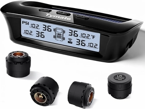 Tymate RV Tire Pressure Monitoring System - M12-3 Tire Pressure Monitor System (0-87 PSI) with Solar Charge, 5 Alarm Modes, Auto Sleep Mode, LCD Display, RV TPMS with 4 Sensors, Easy to Install