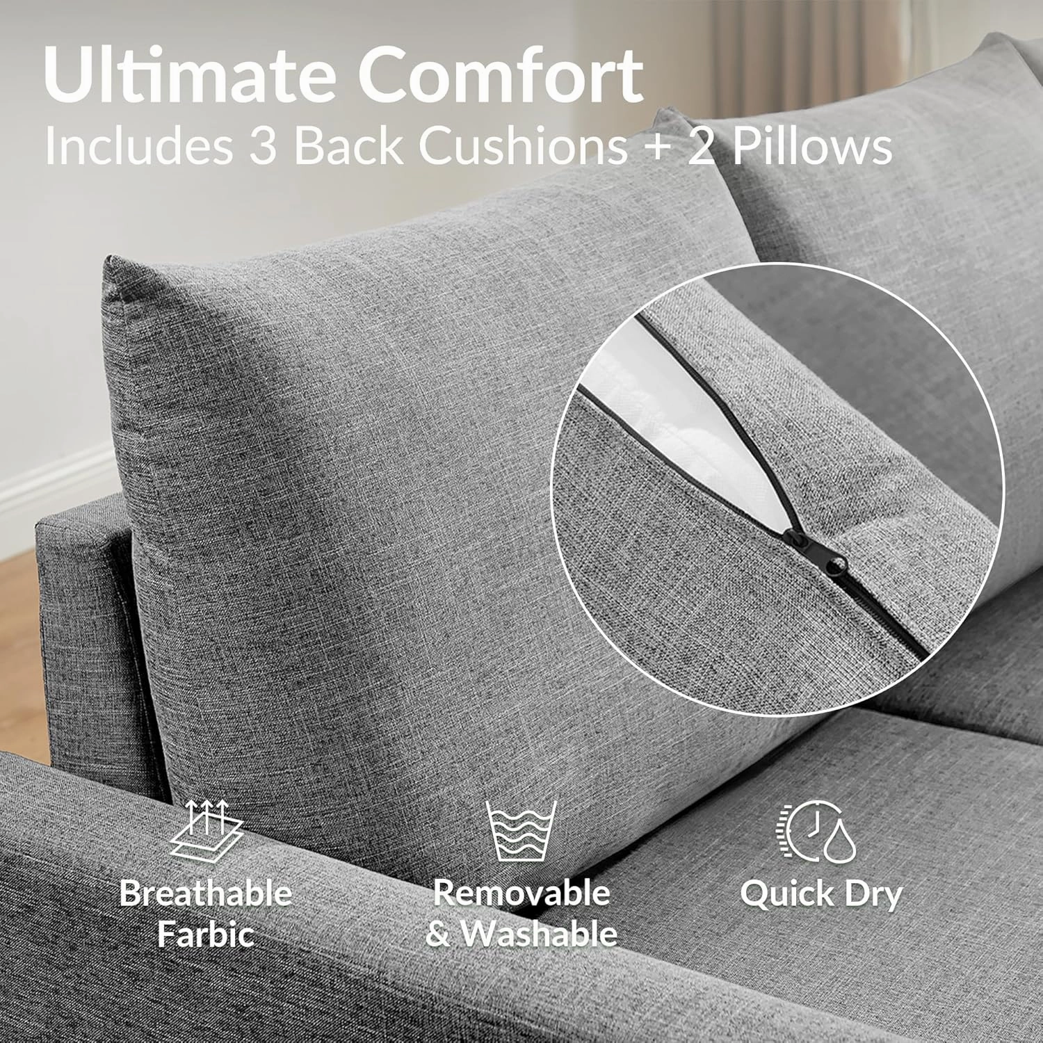 U Shaped Convertible Sleeper Sofa Bed, 108" Sectional Couch for Living Room - Dual USB-C Charging, Pull Out Bed, Reversible Chaise with Storage & Pockets, Removable & Washable Dark Grey Covers