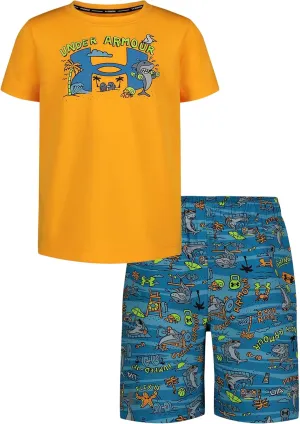 Under Armour Boys' Swim Volley Set, Sleeve Shirt & Matching Shorts, Lightweight & Breathable