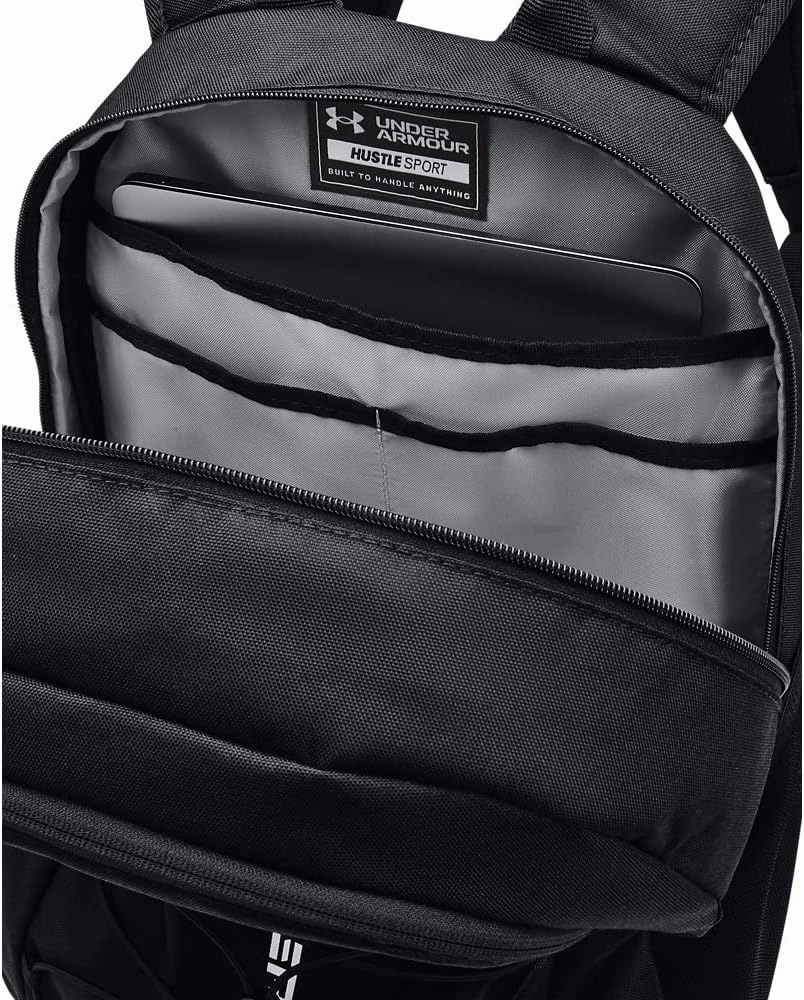 Under Armour Unisex-Adult Hustle Sport Backpack , Black (001)/Silver , One Size Fits All