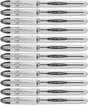 Uni-Ball Vision Elite Stick Roller Ball Pens .08mm, Black Ink, 12 Pens