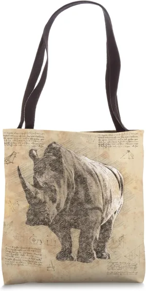 Unique Rhinoceros Illustration For Women Rhino Zoo Keeper Tote Bag