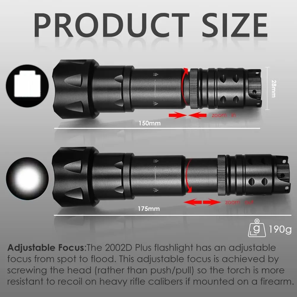 UniqueFire 2002D Vcsel 850nm IR Illuminator Flashlight Lights for Night Vision,Fresnel Lens Zoomable Infrared Illuminator IR Spotlight,Rapid Dimmer Switch, Max Lighting 1000M