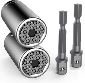 Universal Socket Grip Adapter 4 PCS | Multi Functional Sockets Set Ratchet Power Drill Bit Wrench 1/4"-3/4" (7mm-19mm) Professional Repair Tools Gifts for Dad Men Fathers Husband DIY Handyman