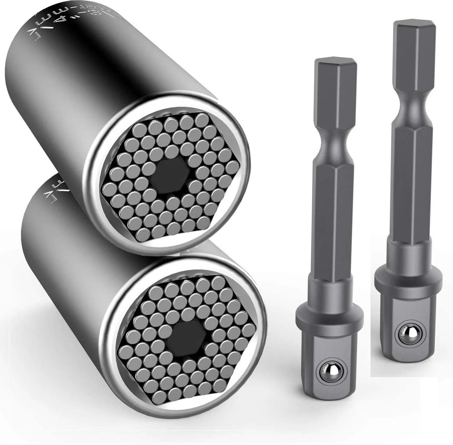 Universal Socket Grip Adapter 4 PCS | Multi Functional Sockets Set Ratchet Power Drill Bit Wrench 1/4"-3/4" (7mm-19mm) Professional Repair Tools Gifts for Dad Men Fathers Husband DIY Handyman