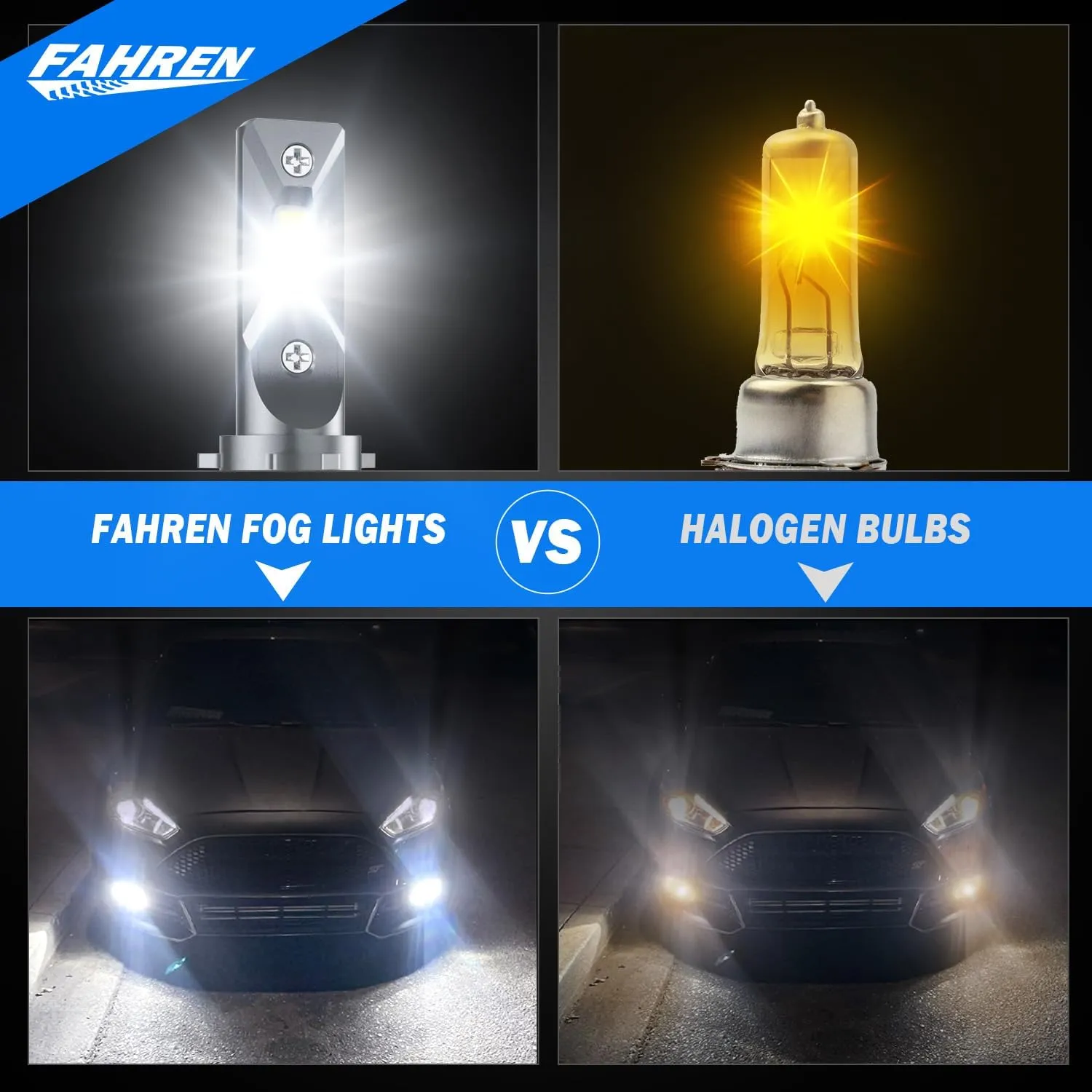 Upgraded HB3/9005 Light Bulb, Super Bright 6500K, 7 Years Long Service Life with Cooling Fan, Real 1:1 Size 9005 Fog Lights, CANbus-Ready Plug and Play, lP68 Waterproof, Pack of 2