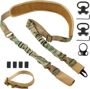 Upgraded Rifle Sling with Soft Shoulder Pad, Special Anti-Drop Protective Cover, Noise and Scratch Reducing Sleeve, Adjustable Length 2 Point Sling with D-Ring Loop