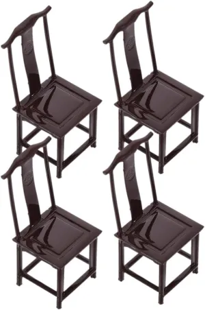 Vaguelly 4pcs Vintage Miniature Doll House Furniture Retro Chair Models for Creative Indoor Table Architecture Compact Decorative Mini Furniture for Boys and Girls Playroom and Bedroom