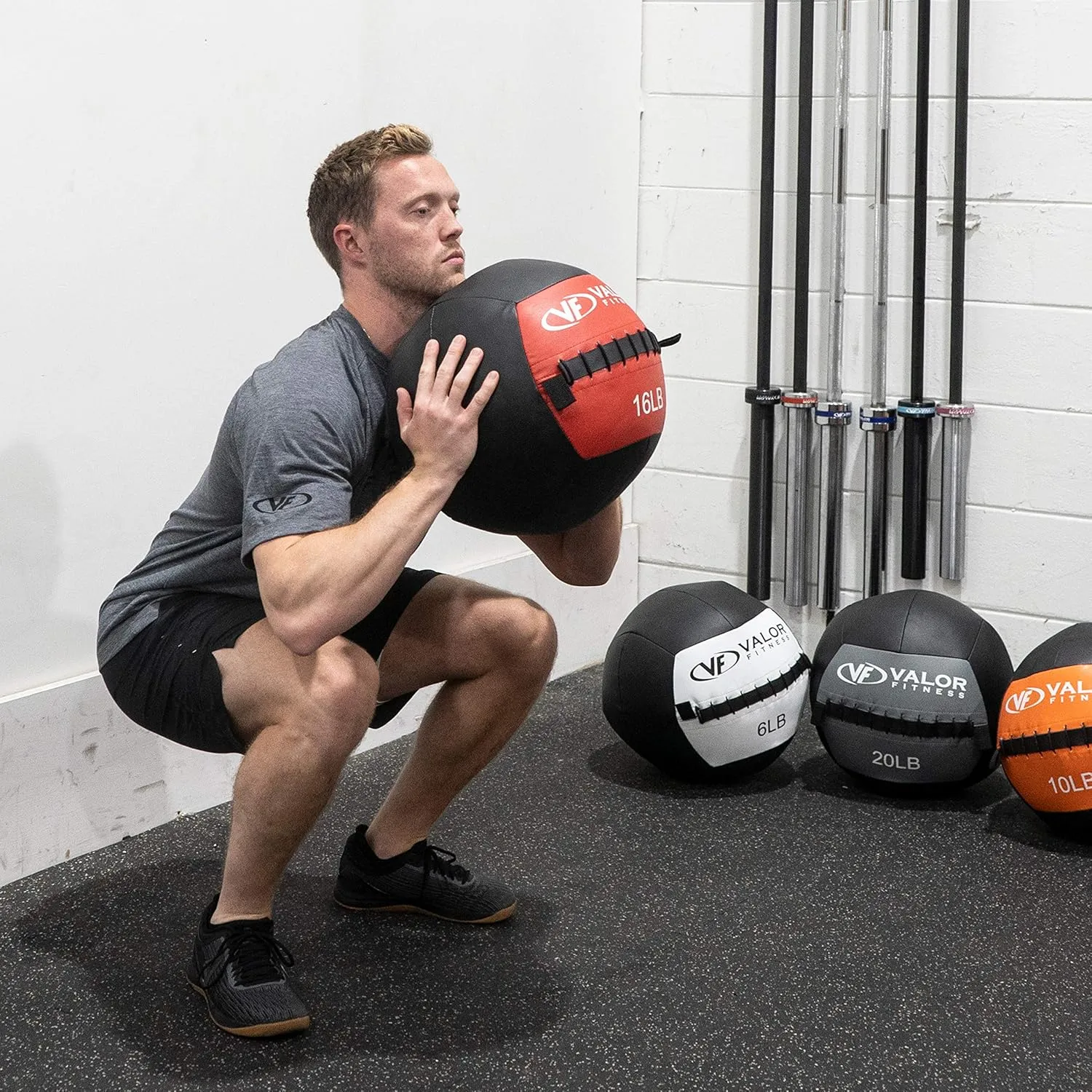 Valor Fitness Weighted Wall Balls -Vinyl Color-Coded Panel -Strength & Conditioning Home Gym Workout Equipment - Multiple Options Available