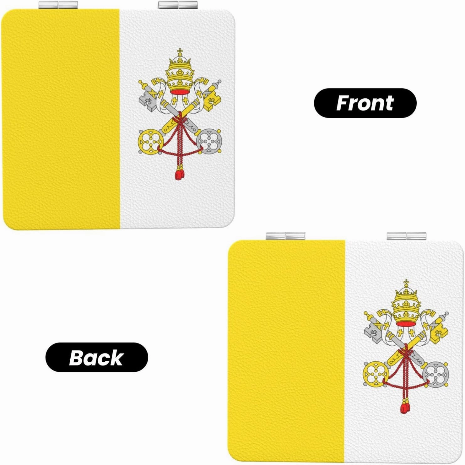 Vatican Flag Makeup Mirror Portable Folding Mini Mirror Double Sided Travel Makeup Mirror Square Handheld Pocket Mirror