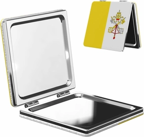 Vatican Flag Makeup Mirror Portable Folding Mini Mirror Double Sided Travel Makeup Mirror Square Handheld Pocket Mirror