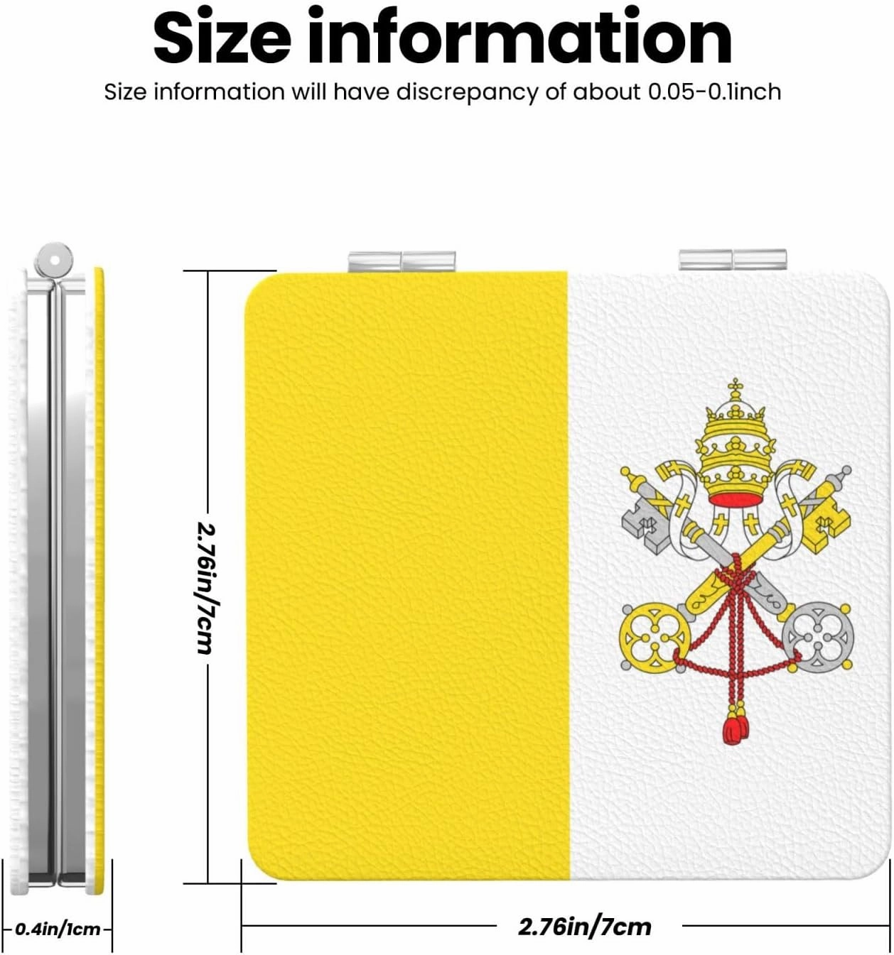 Vatican Flag Makeup Mirror Portable Folding Mini Mirror Double Sided Travel Makeup Mirror Square Handheld Pocket Mirror