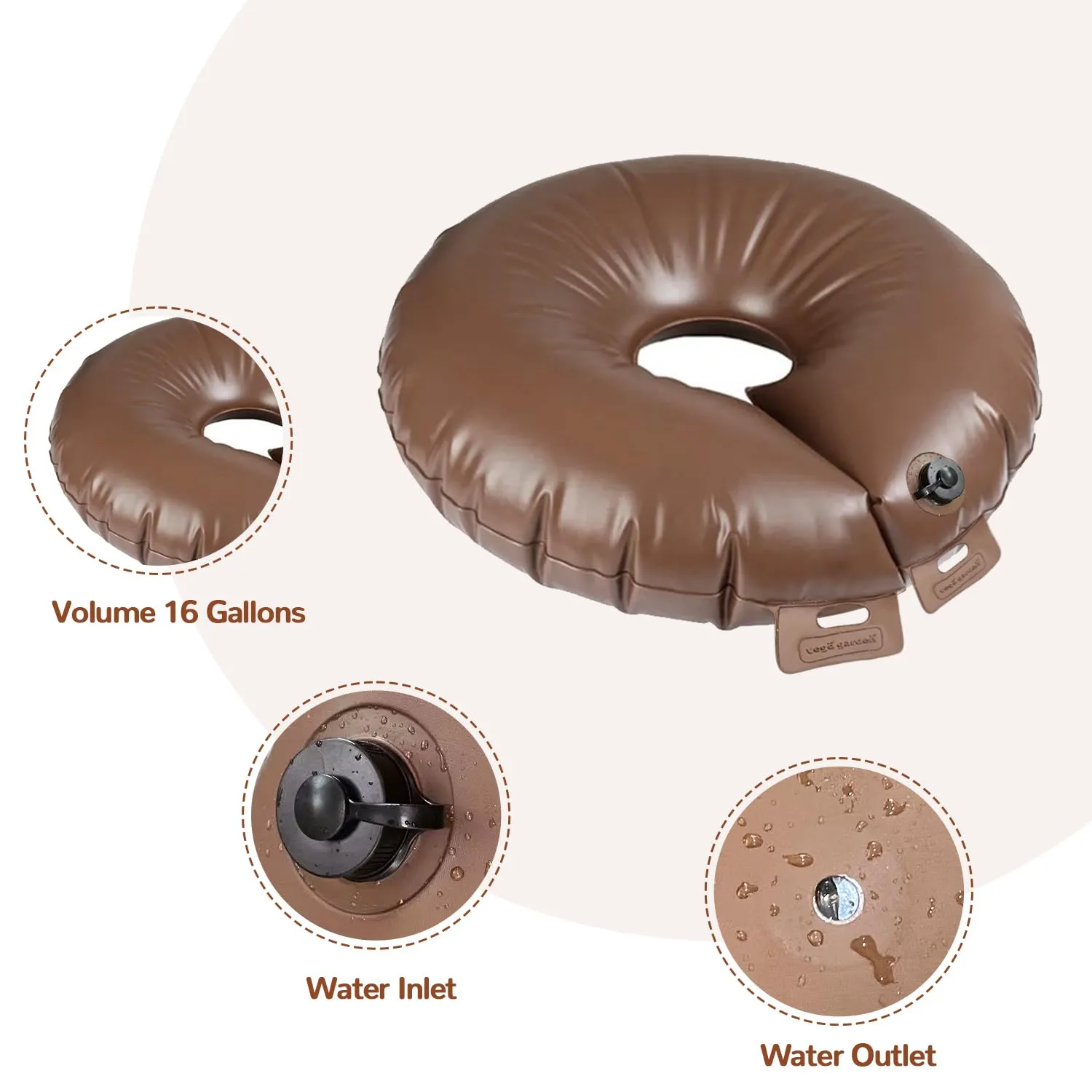 Vego garden 16 Gallon Tree Watering Bag/Ring, Extremely Heavy Duty PVC Planting Water Bag for Tree and Shrubs, Basic Water Saving Slow Release Root Water System for Tree Drip Irrigation-2 Pack