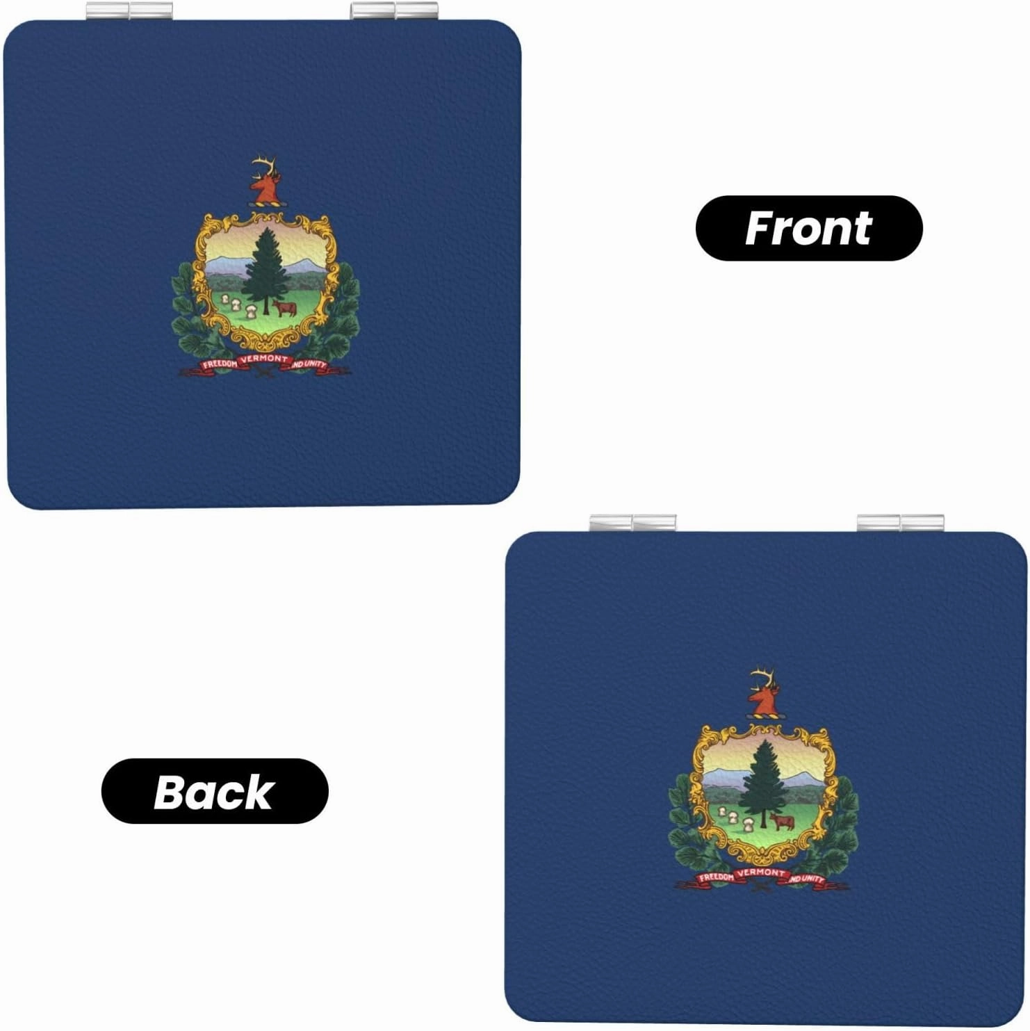 Vermont State Flag Makeup Mirror Portable Folding Mini Mirror Double Sided Travel Makeup Mirror Square Handheld Pocket Mirror