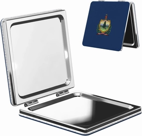 Vermont State Flag Makeup Mirror Portable Folding Mini Mirror Double Sided Travel Makeup Mirror Square Handheld Pocket Mirror