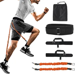 Vertical Jumping Trainer Jump Resistance Bands System with Adjustable Ankle Strap & Belt Horizontal Workout Equipment for Leaping Fitness Basketball Volleyball Football Tennis Leg Agility Training