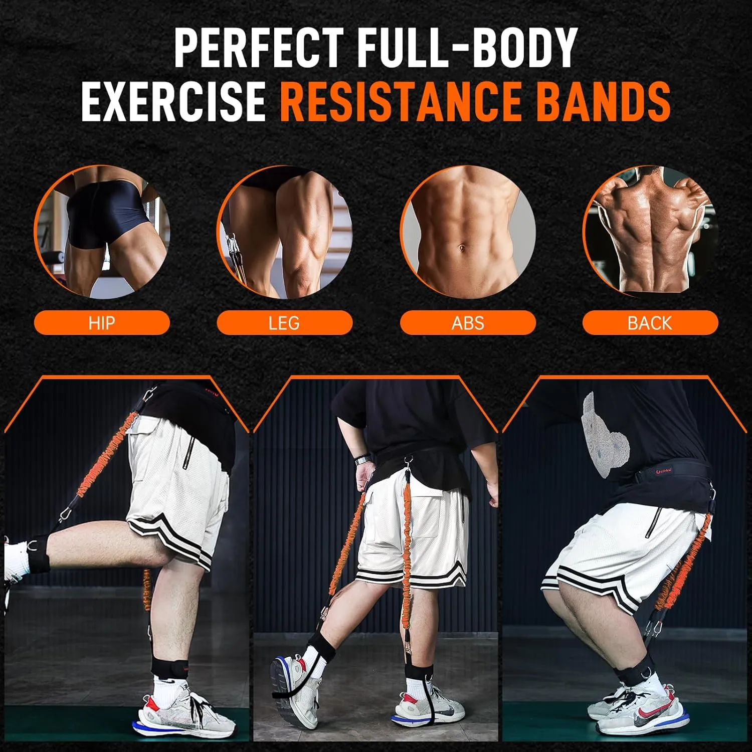 Vertical Jumping Trainer Jump Resistance Bands System with Adjustable Ankle Strap & Belt Horizontal Workout Equipment for Leaping Fitness Basketball Volleyball Football Tennis Leg Agility Training