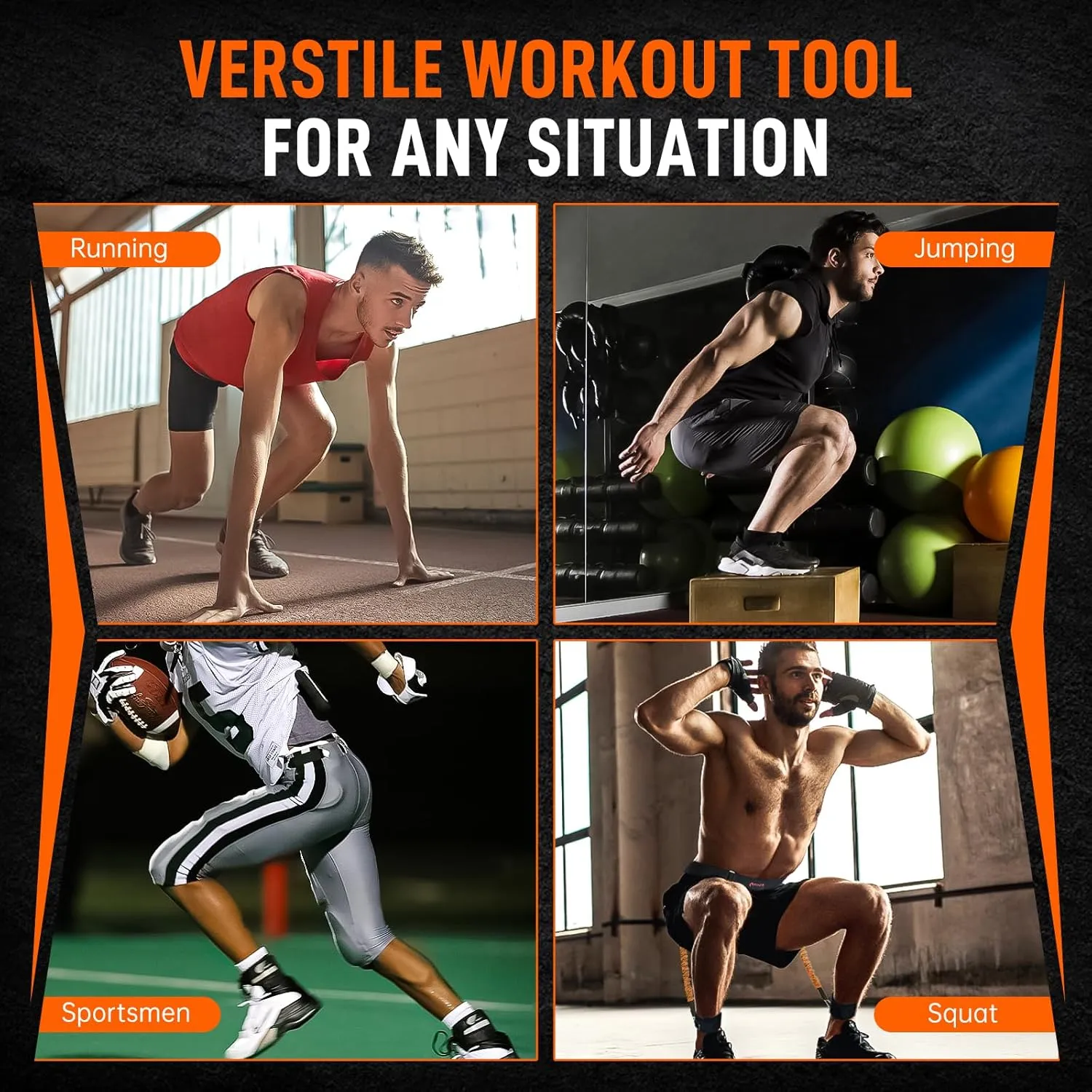 Vertical Jumping Trainer Jump Resistance Bands System with Adjustable Ankle Strap & Belt Horizontal Workout Equipment for Leaping Fitness Basketball Volleyball Football Tennis Leg Agility Training