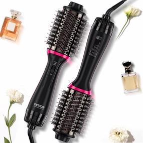 VEVOR Hair Blow Dryer Brush, 4 in 1 Hair Dryer and Styler Volumizer with Negative Ion, Ceramic Titanium Barrel 65MM Oval Shape, Less Frizz & Heat Damage Hot Air Brush for Straightening Drying Curling