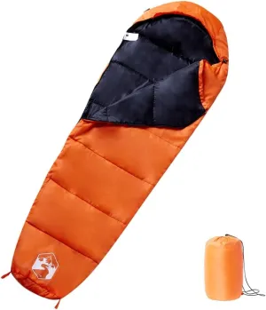 vidalXL Mummy Sleeping Bag for Adults - Orange/Black, 3 Seasons, Thermal Sleeping Sack with PP Filling, Compact & Lightweight, Ideal for Camping, Hiking & Traveling