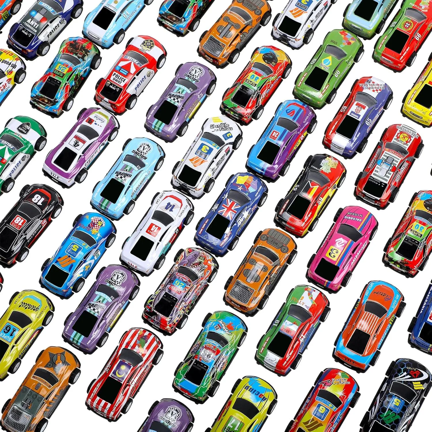 Vinsot 60pcs Pull Back Toy Cars, Mini Die Cast Race Cars Vehicles Bulk, Party Favors Car Toys, Treasure Box Toys Goodie Bag Stuffers, Christmas Birthday Party Gift for Kids Girls Boys(Style A)