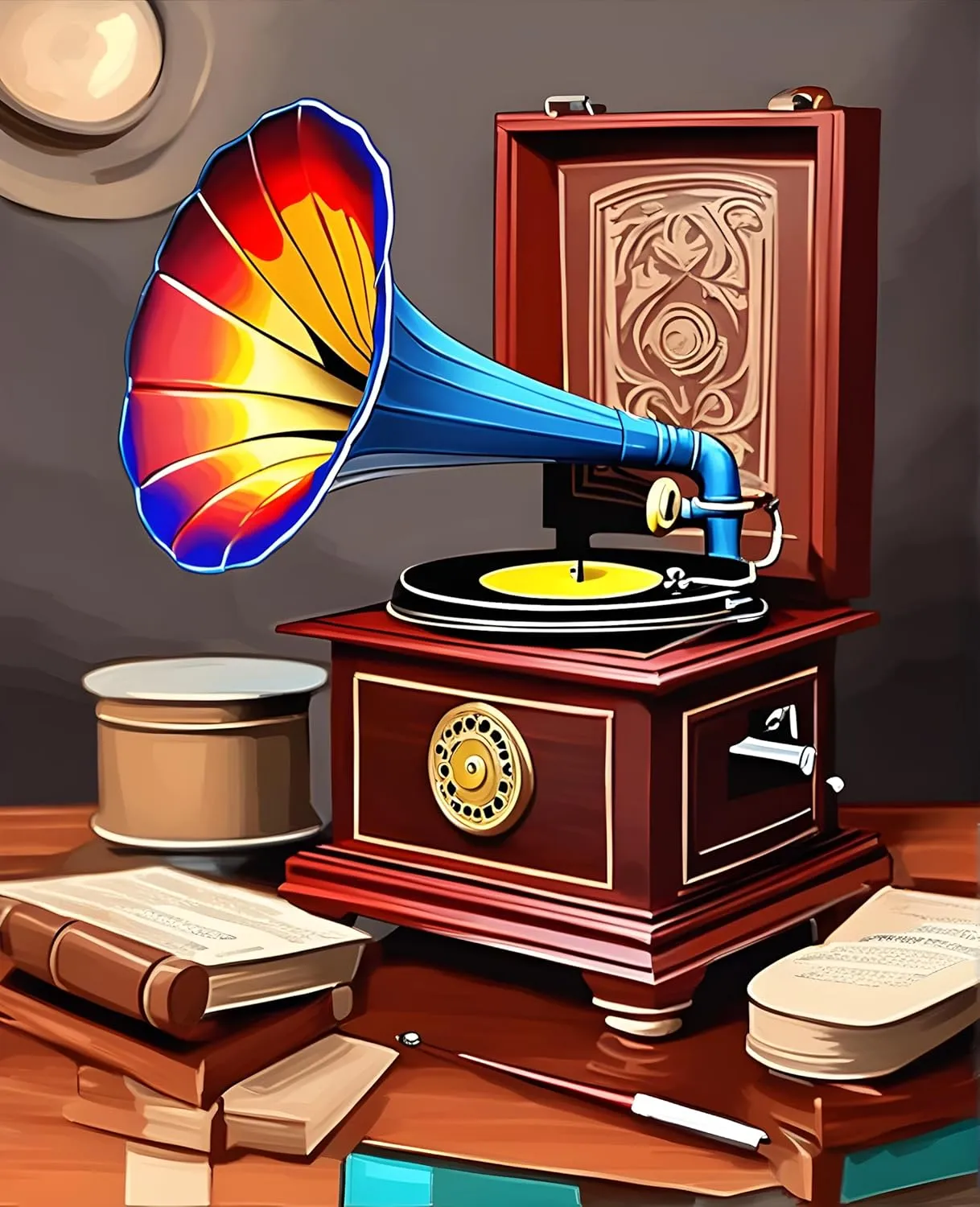Vintage Gramophone (1) - Van-Go Paint-by-Number Kit 50x65cm w/o Frame