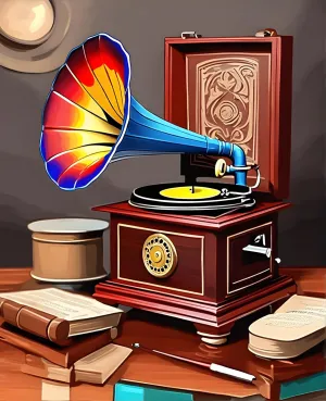 Vintage Gramophone (1) - Van-Go Paint-by-Number Kit 50x65cm w/o Frame