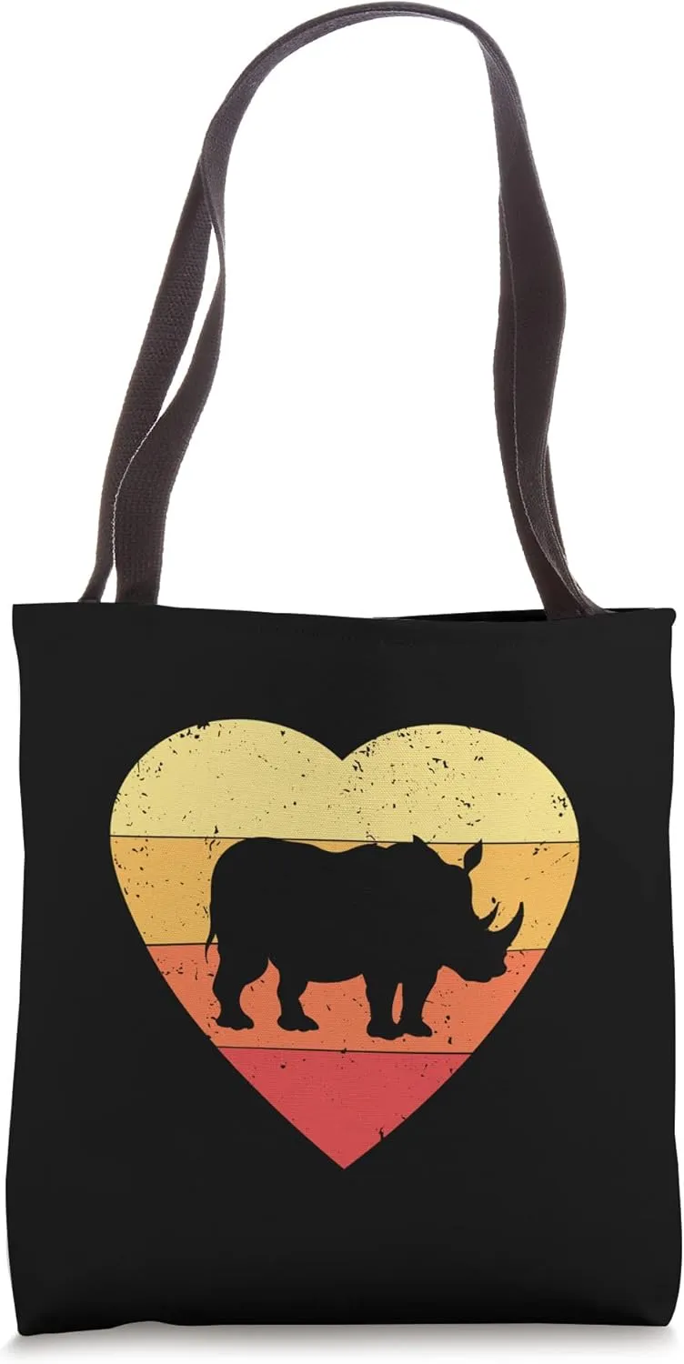 Vintage Heart Rhinoceros Rhino | Rhinoceros Lover Tote Bag