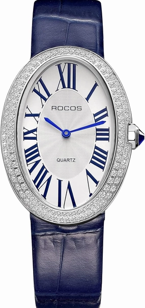 Vintage Ladies Watches - Japanese Quartz Analog with Leather Strap, Fashionable Lightweight Waterproof Oval Womens Watches with Diamond Retro Dress Wristwatch RW0254