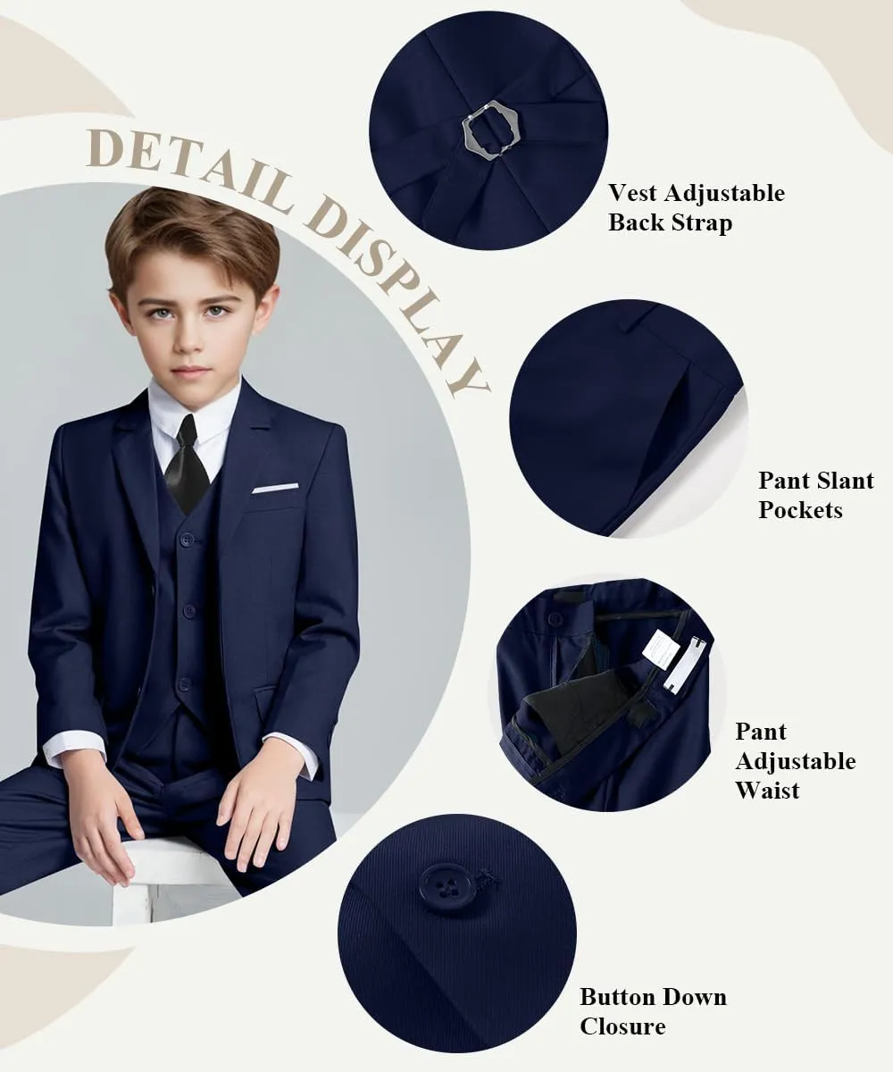 Visaccy Boys Suits Slim Fit Dress Clothes Ring Bearer Outfit