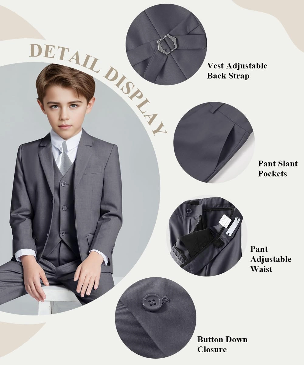 Visaccy Boys Suits Slim Fit Dress Clothes Ring Bearer Outfit