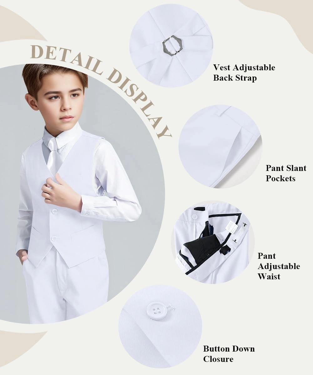 Visaccy Boys Suits Slim Fit Dress Clothes Ring Bearer Outfit