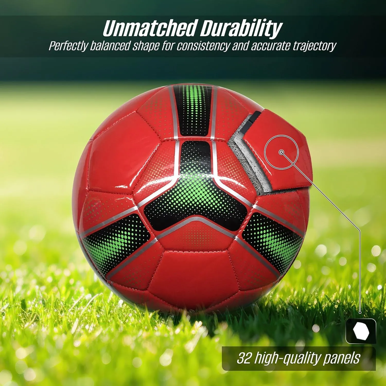 VIZARI Cordoba Soccer Balls for Youth, Adult, Kids - Sizes 3, 4, 5 - Red, Orange, Blue, Pink & Yellow (Pack of 1, 6, 12)
