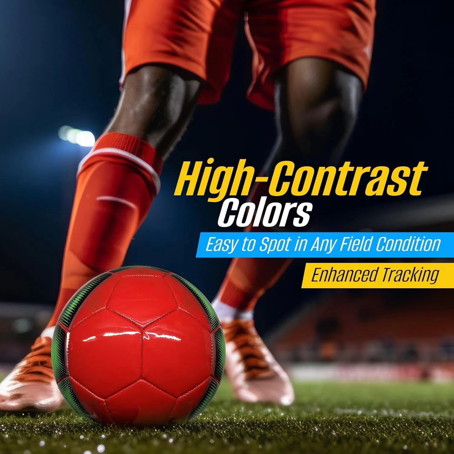 VIZARI Cordoba Soccer Balls for Youth, Adult, Kids - Sizes 3, 4, 5 - Red, Orange, Blue, Pink & Yellow (Pack of 1, 6, 12)