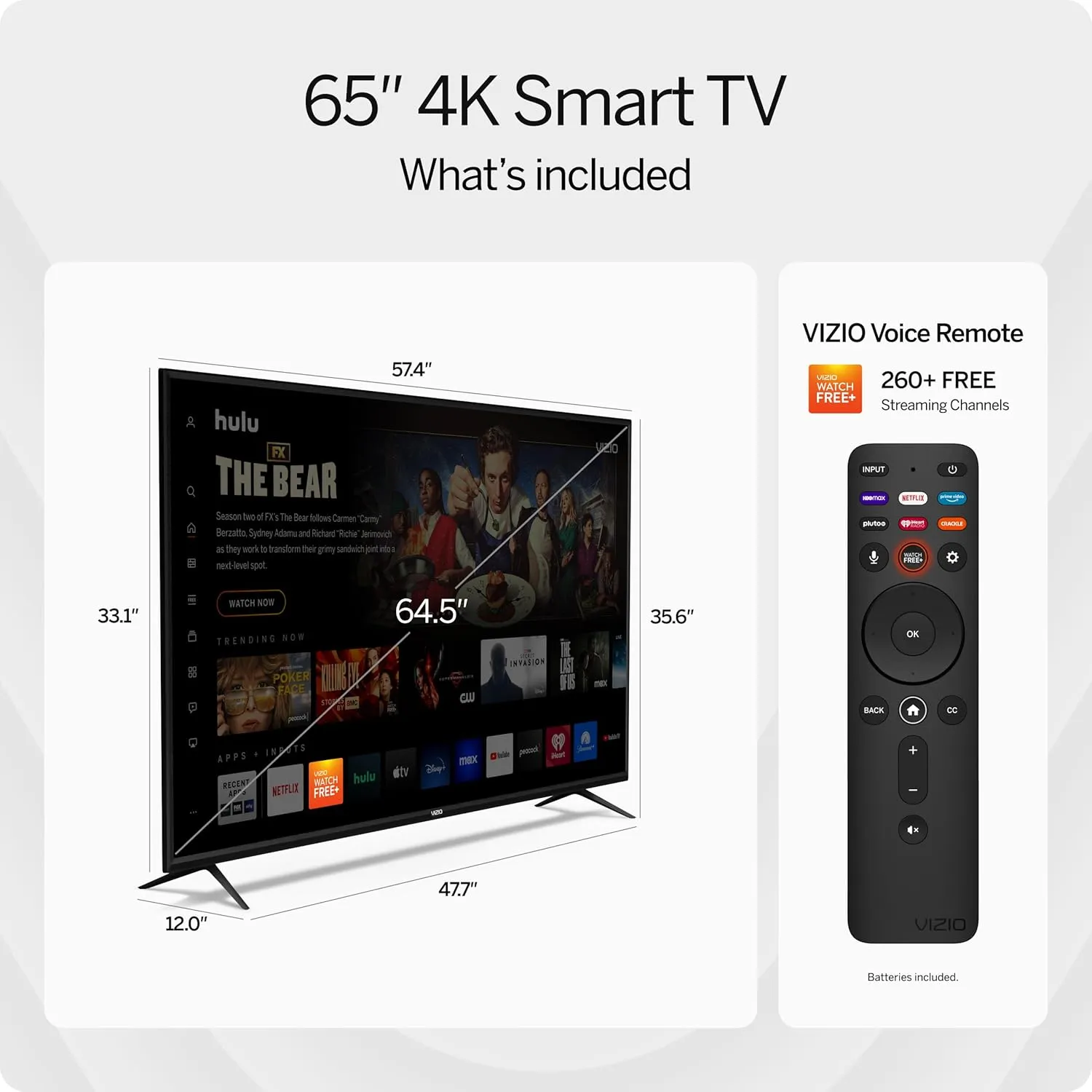 VIZIO 65-Inch V-Series 4K UHD LED Smart TV with Voice Remote, Dolby Vision, HDR10 , Alexa Compatibility, V655-J09, 2022 Model