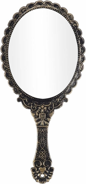 VOCOSTE Hand Mirror with Handle, Embossed Handheld Mirror, Single-Sided Hand Mirror, Vintage Hand Held Mirror Travel Portable Mirror for Girls, 9.8" L x 4.5" W, Bronze Tone