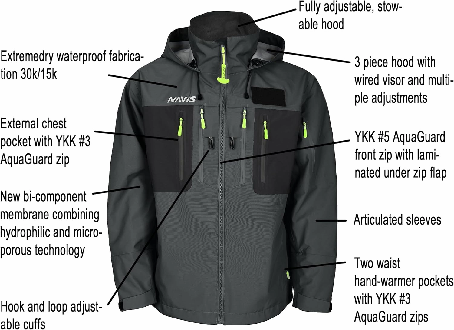 Wading Jacket-PRO Waterproof Waders Breathable 3-Layer Hard Shell for Fishing