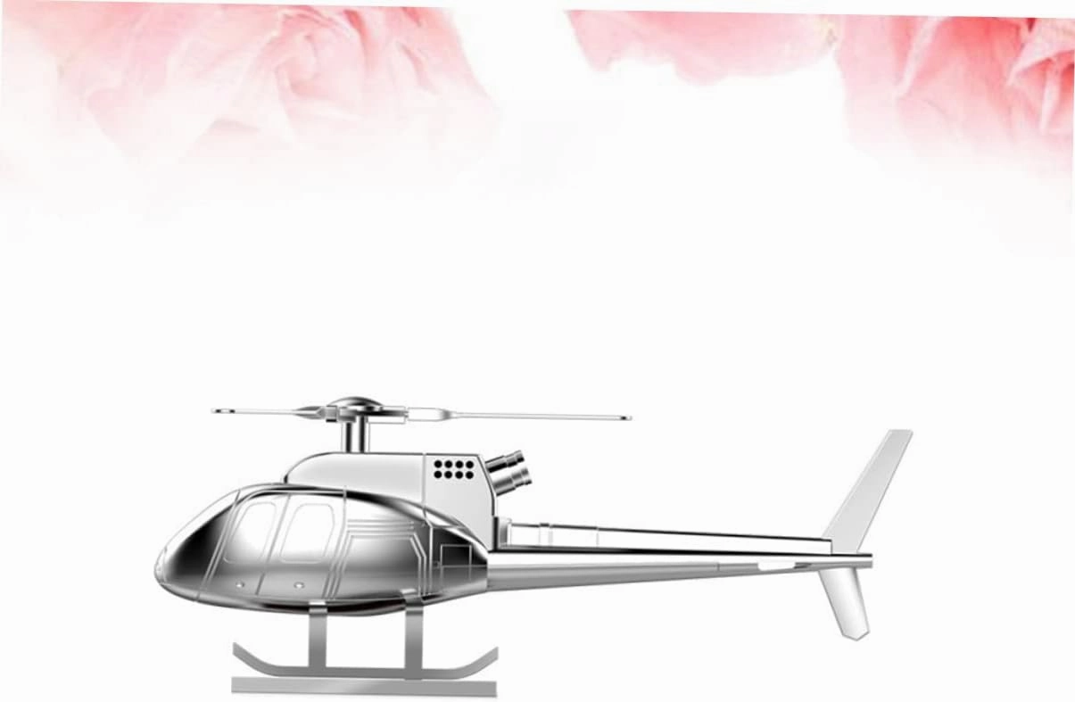 Wakauto 1pc Solar Powered Helicopter Car Decoration Alloy Ornament for Dashboard Rotating Office Home Decor Relief Toy Silver