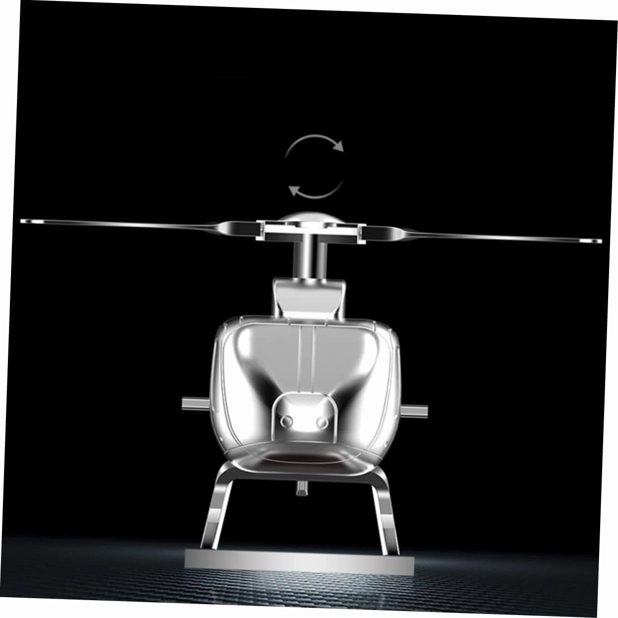 Wakauto 1pc Solar Powered Helicopter Car Decoration Alloy Ornament for Dashboard Rotating Office Home Decor Relief Toy Silver