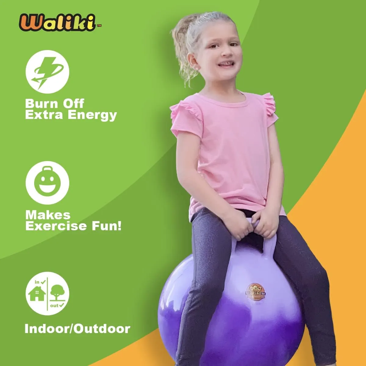 WALIKI Hopper Ball Toy for Girls 3 4 5 or 6 Years Old | Hippity Hop Ball | Jumping Hopping Ball | Cool Birthday Gift | Purple | 18"
