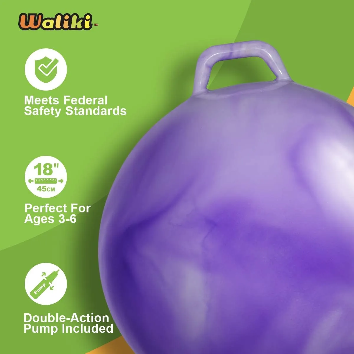 WALIKI Hopper Ball Toy for Girls 3 4 5 or 6 Years Old | Hippity Hop Ball | Jumping Hopping Ball | Cool Birthday Gift | Purple | 18"
