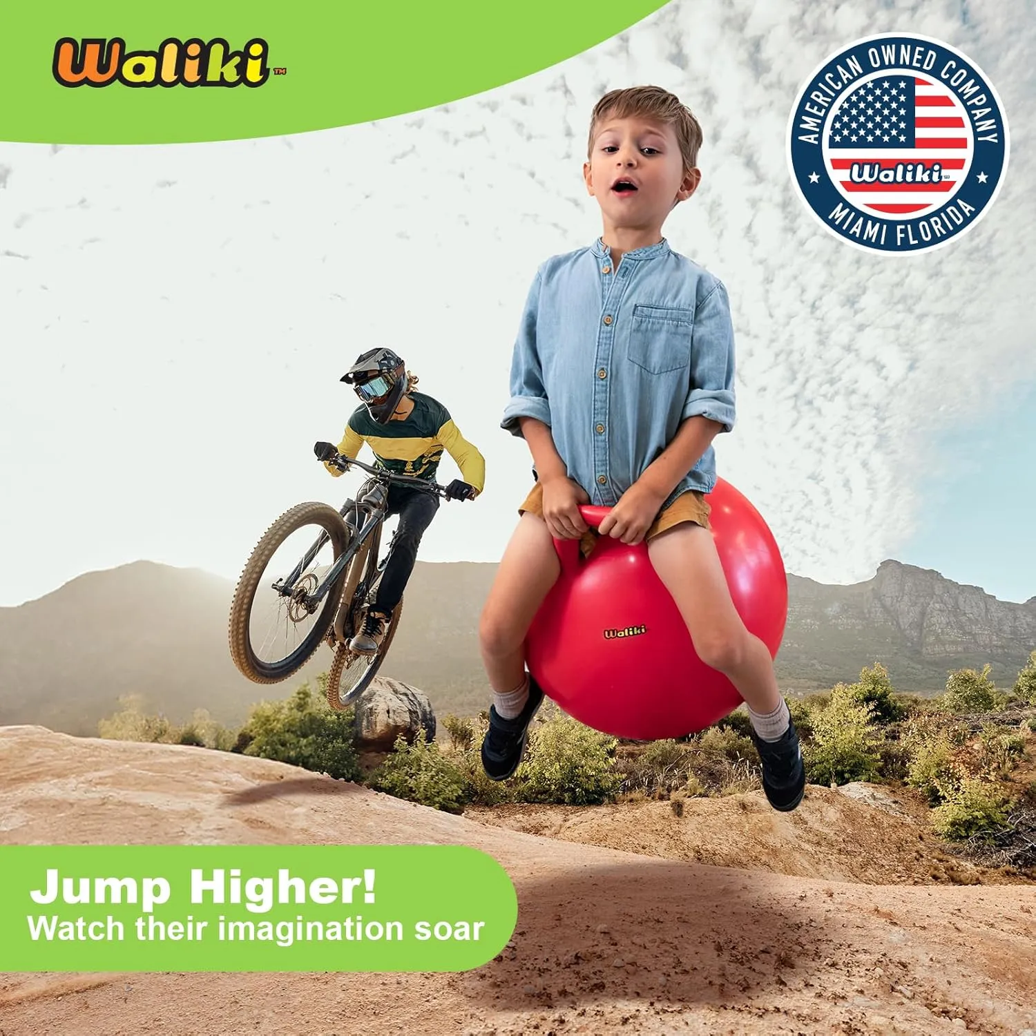 WALIKI Hopper Ball Toys for Boys and Girls 3 4 5 and 6 Years Old | Hippity Hop | Jumping Hopping Cool to for Kids | Bouncy Ball 18"
