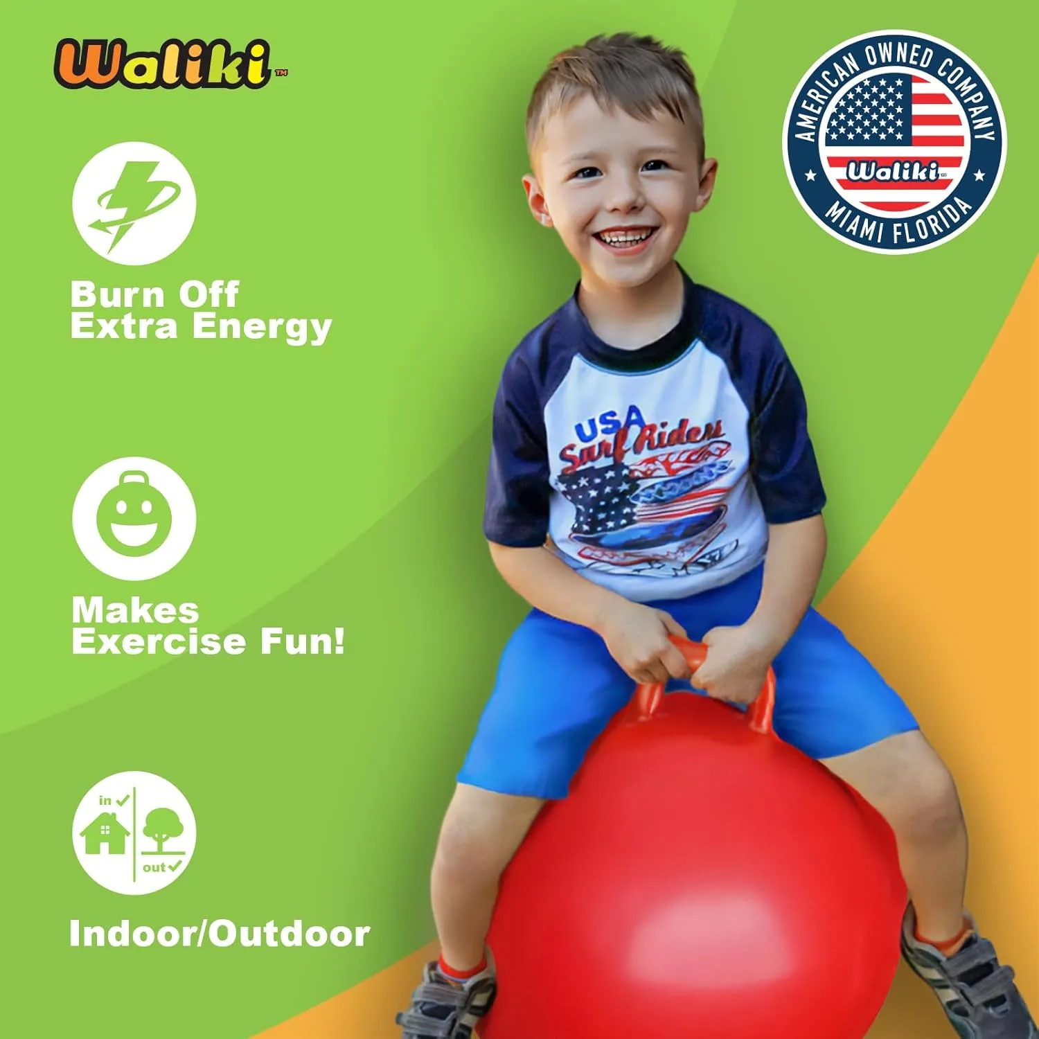 WALIKI Hopper Ball Toys for Boys and Girls 3 4 5 and 6 Years Old | Hippity Hop | Jumping Hopping Cool to for Kids | Bouncy Ball 18"