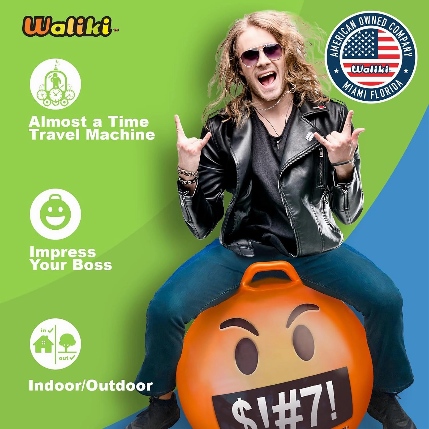 WALIKI Hopper Ball for Adults | 29" Angry Jumping | Hippity Hop Ball | Fun Outdoor Game for Races & Family Activities